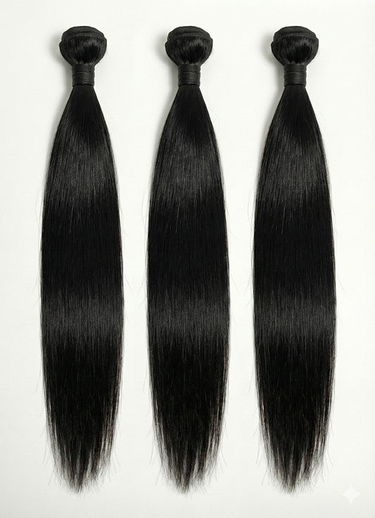 Straight silky raw hair bundle extensions Greenville SC